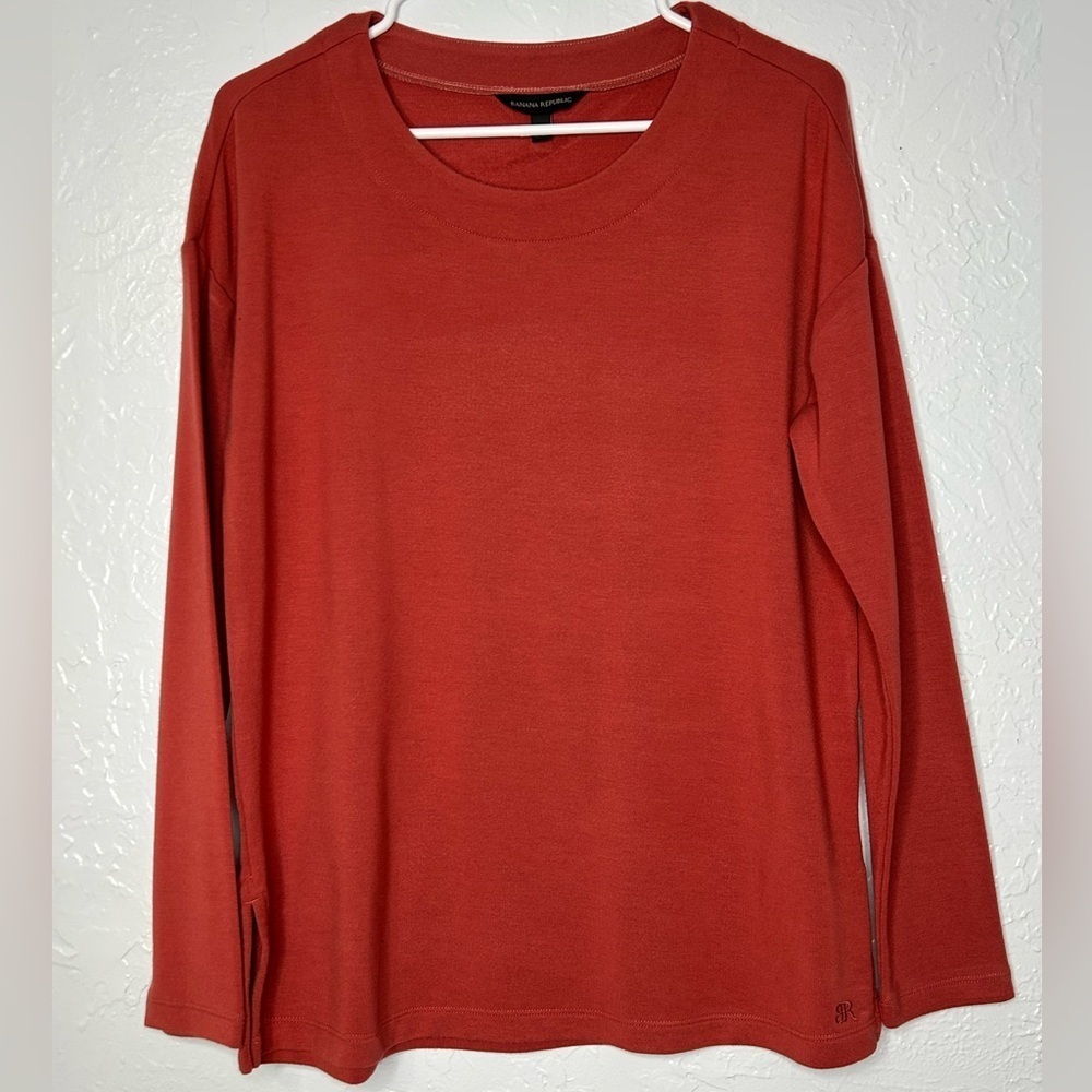 Banana Republic Ginger Orange Knit Top long sleeve size Small fall, casual